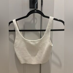 Aritzia Babaton white sculpt knit cropped tank